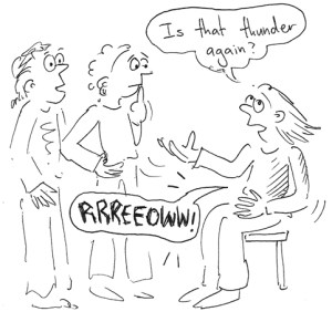 Tummy rumbling was occasionally noticeable.