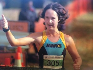 This is me congratulating Geoff on finishing his first ultra (50k). Photo: Sri Chinmoy